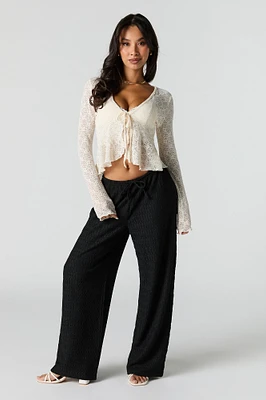 Textured Knit Wide Leg Pant