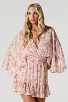 Minicombi-short en chiffon fluide à manches longues