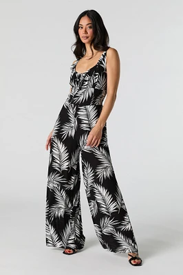 Smocked Waist Wide Leg Jumpsuit