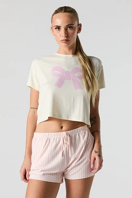 Soft Graphic T-Shirt & Printed Short 2 Piece Pajama Set
