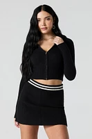 Minijupe en tricot avec taille rayée
