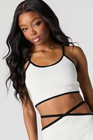Ribbed Knit Contrast Cropped Tank
