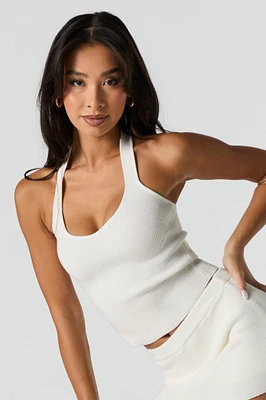 Ribbed Knit Halter Top