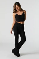 Wide Ribbed Knit Drawstring Pant