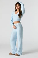 Striped Trim Knit Wide Leg Pant