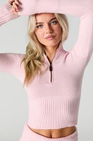Knit Quarter Zip Turtleneck Sweater