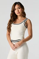 Scoop Neck Contrast Knit Tank