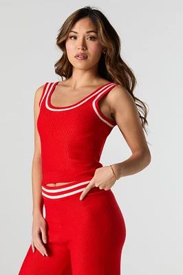 Scoop Neck Contrast Knit Tank