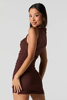 Mesh Ruched Sleeveless Mini Dress