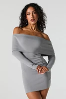 Off Shoulder Long Sleeve Mini Dress