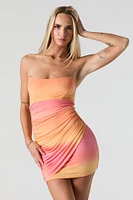 Ruched Strapless Mini Wrap Dress