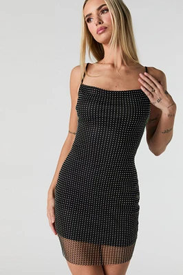 Rhinestone Fishnet Mini Dress