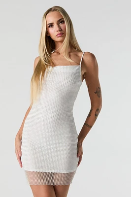 Rhinestone Fishnet Mini Dress