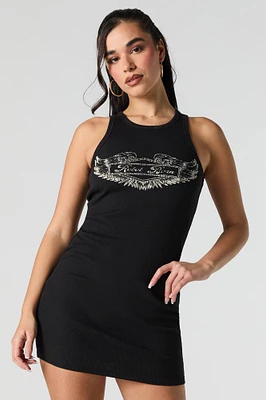 Minirobe t-shirt côtelée à imprim