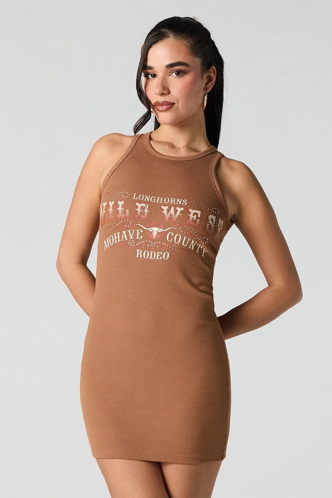 Minirobe t-shirt côtelée à imprimé