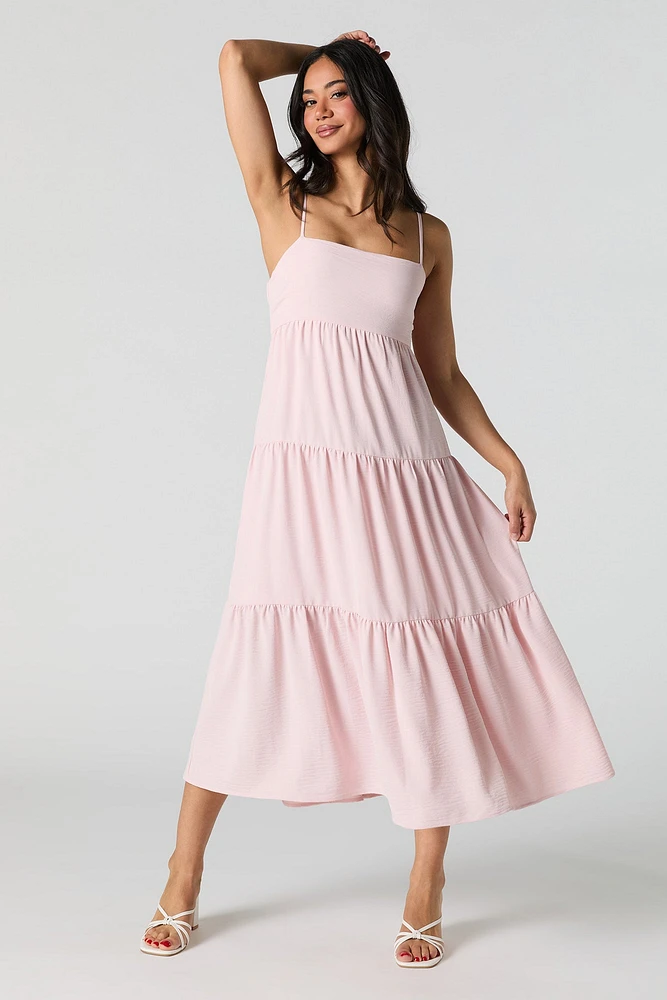 Cut-Out Back Tiered Midi Dress
