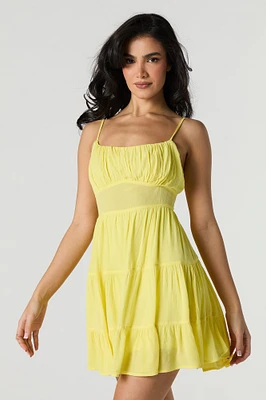 Flowy Tie Back Tiered Mini Dress