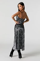 Robe midi en satin avec col châle
