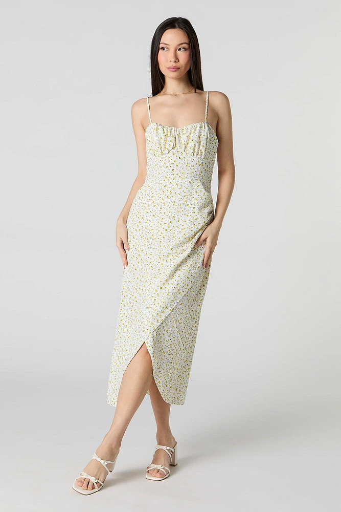Floral Side Slit Midi Dress