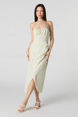 Floral Side Slit Midi Dress