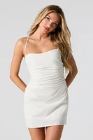 Minirobe en mélange de lin lacée au dos