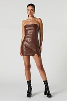 Faux Leather Strapless Mini Dress