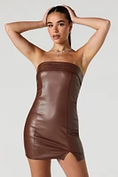 Faux Leather Strapless Mini Dress