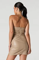 Faux Leather Strapless Mini Dress