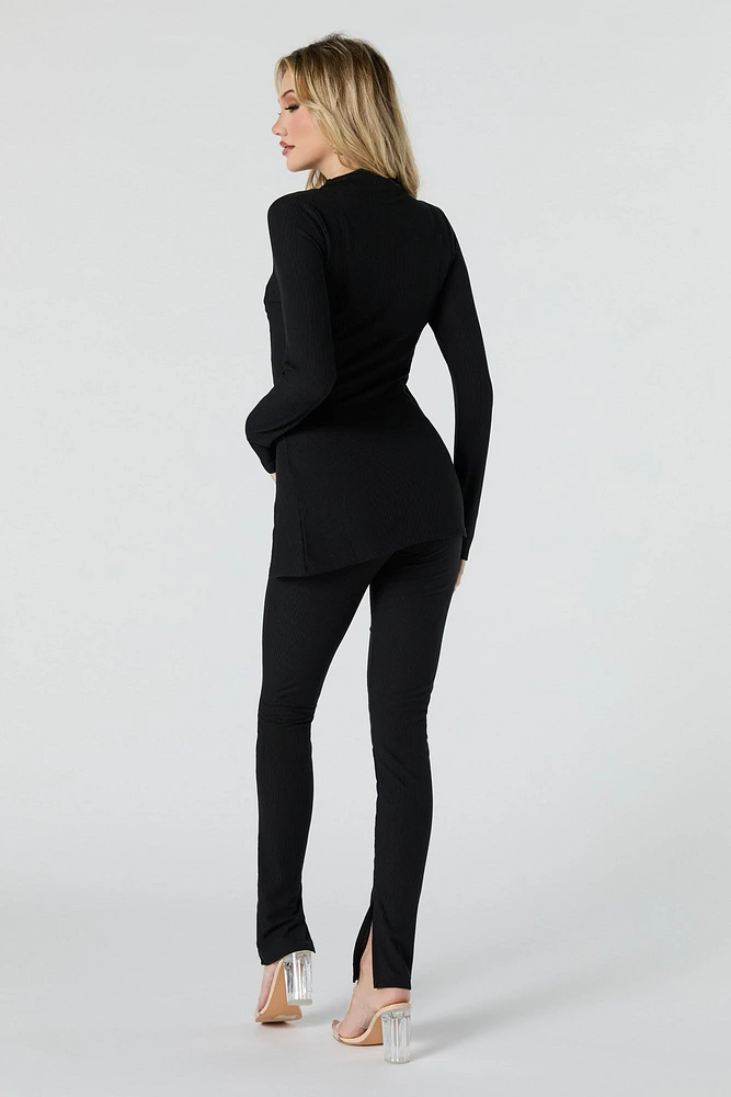 Legging côtelé avec fente