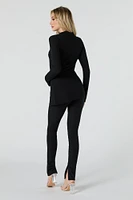 Legging côtelé avec fente