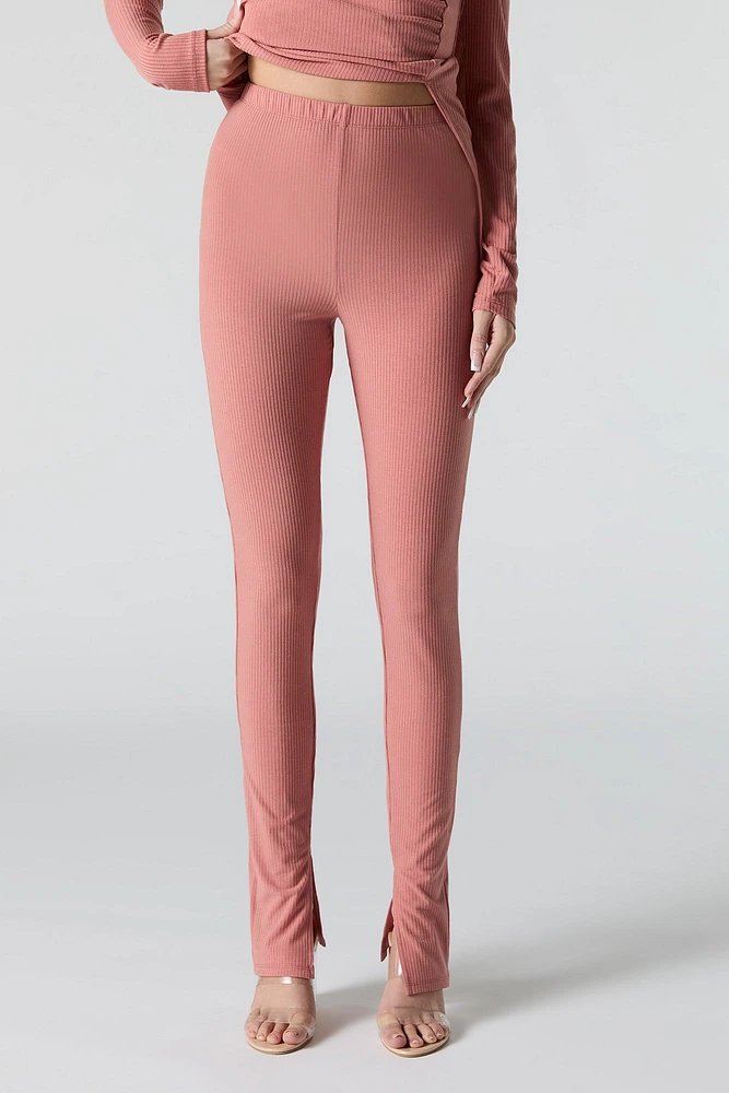 Legging côtelé avec fente