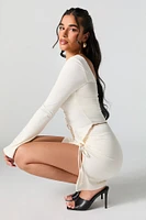 Minijupe asymétrique à taille coulissante