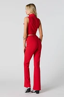 Pantalon côtelé à jambe évasée avec fines rayures