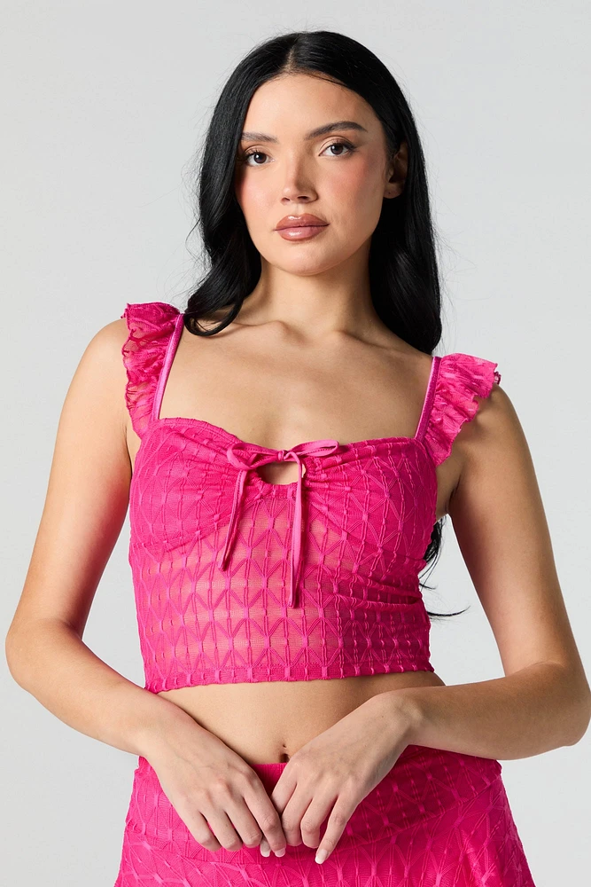 Bustier en dentelle avec bretelles volantées
