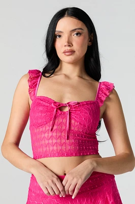 Bustier en dentelle avec bretelles volantées
