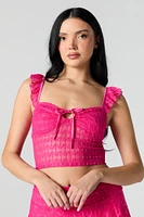 Bustier en dentelle avec bretelles volantées