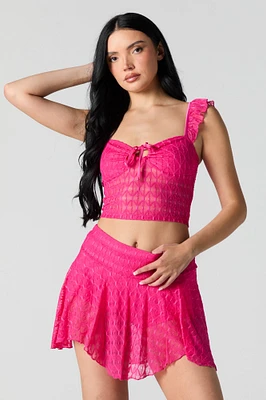 Minijupe-short asymétrique en dentelle