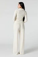 Pantalon à jambe large textur
