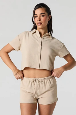 Short mi-taille avec taille coulissante