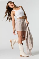 Short en rayé popeline avec taille coulissante