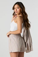 Short en rayé popeline avec taille coulissante