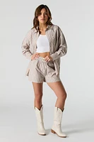 Short en rayé popeline avec taille coulissante