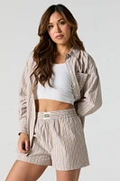 Short en rayé popeline avec taille coulissante