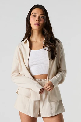 Linen-Blend Flowy Short