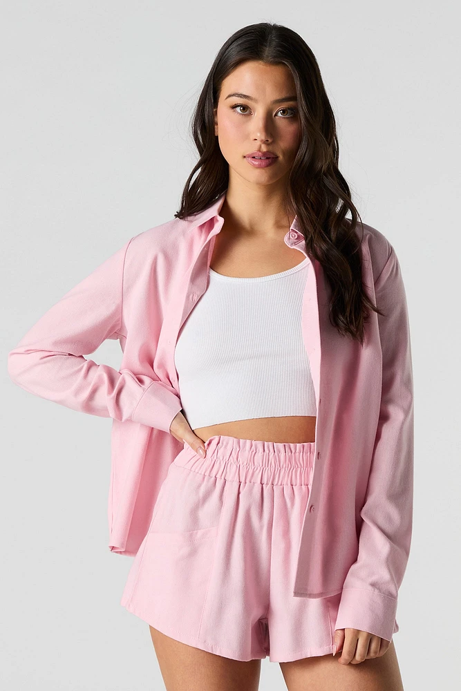 Linen-Blend Flowy Short