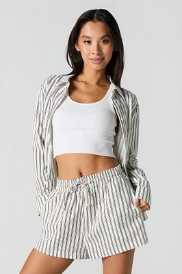 Linen-Blend Drawstring Short
