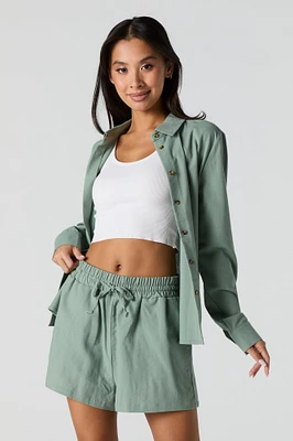 Linen-Blend Drawstring Short