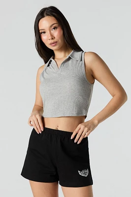 Short en molleton avec motif brod