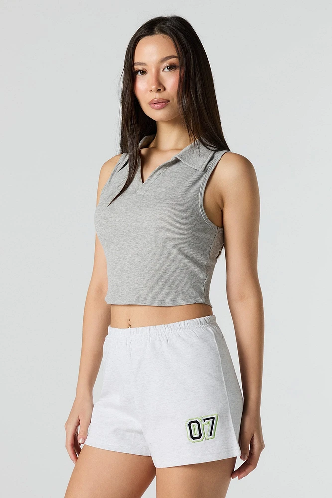 Embroidered Fleece Short