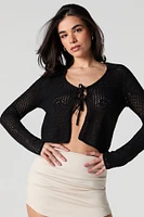 Cardigan en tricot fleuri avec attache